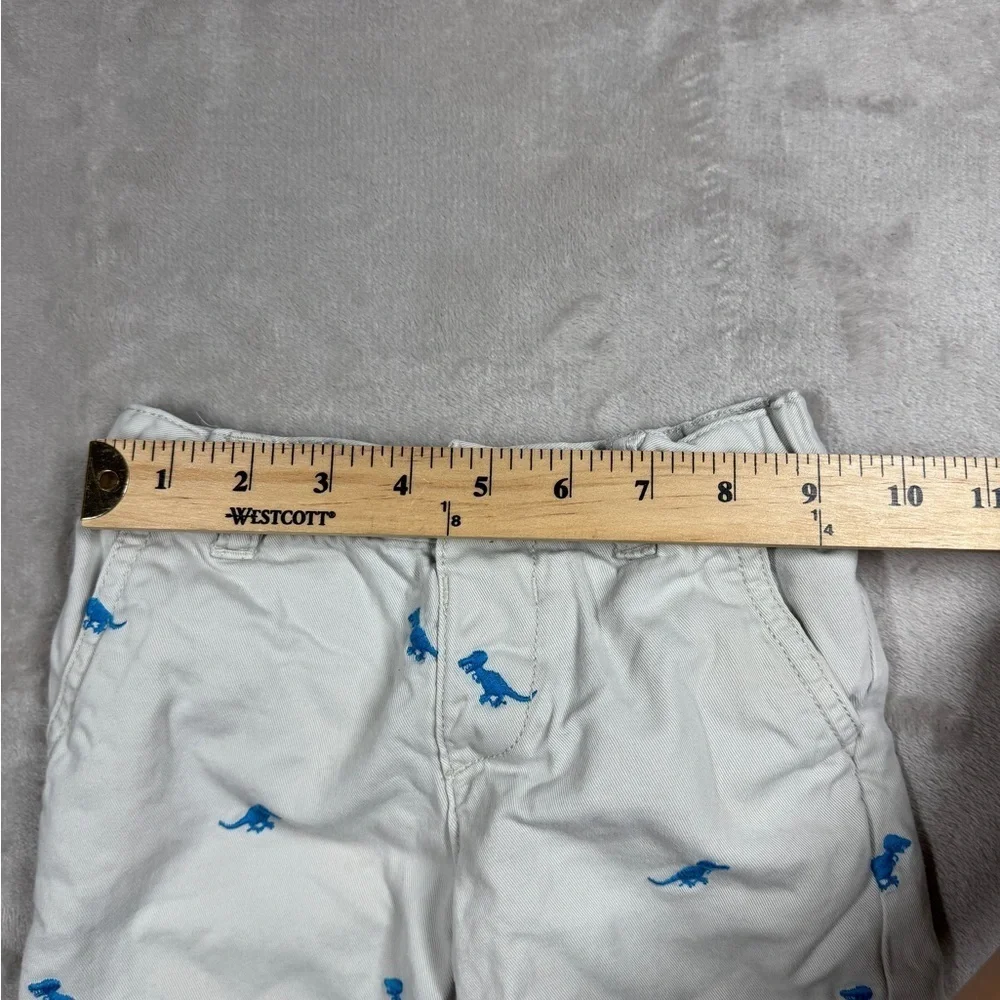 Children’s Place Blue Embroidered T-Rex Dinosaur Cream Chino Shorts Size 18-24 M